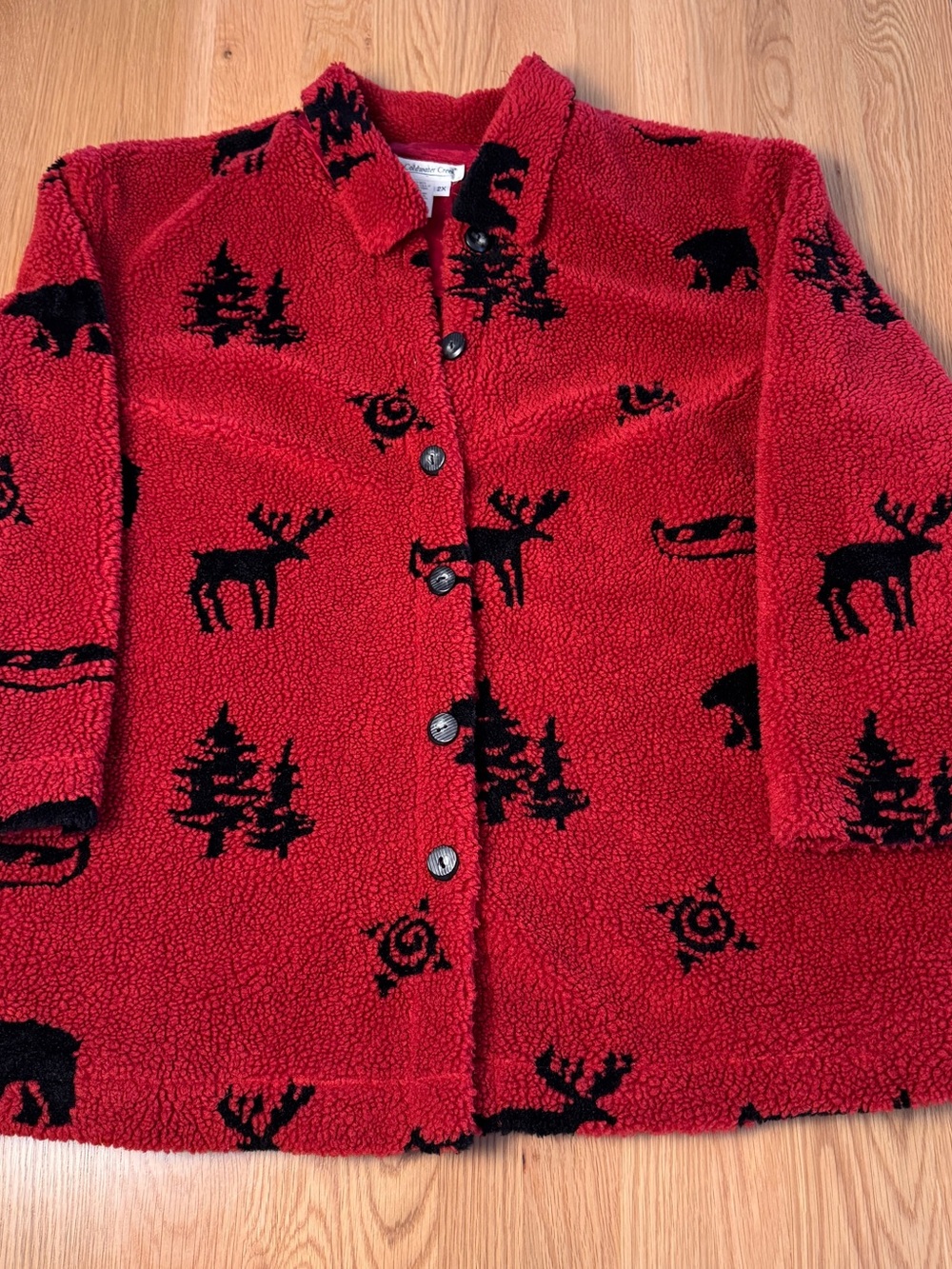 Vintage 90s Coldwater Creek Novelty Wildlife Sherpa Fleece Jacket Gorpcore 2XL
